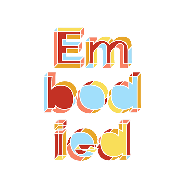 A logo saying Embodied in four colors.